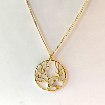 Gold Large Hoop Tree of Life Pendant Necklace - Image 4