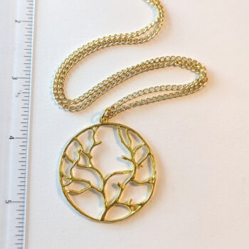 Gold Large Hoop Tree of Life Pendant Necklace - Image 3