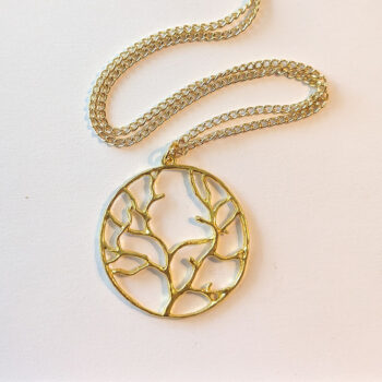 Gold Large Hoop Tree of Life Pendant Necklace - Image 2