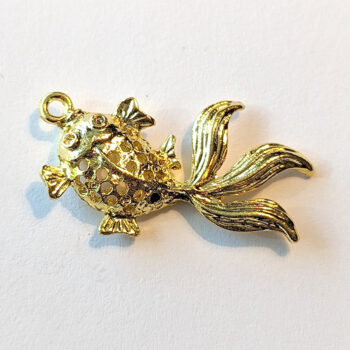 Goldfish Fish Charm Hollow Gold