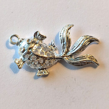 Goldfish Fish Charm Hollow Silver