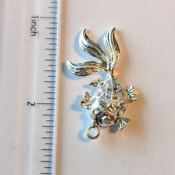 Goldfish Fish Charm Hollow Silver - Image 2