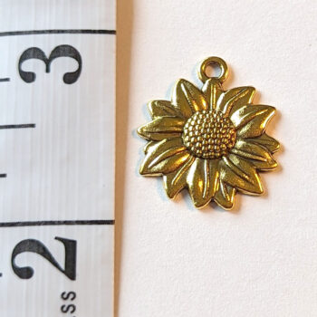 Sunflower Flower Charm Antique Gold - Image 5