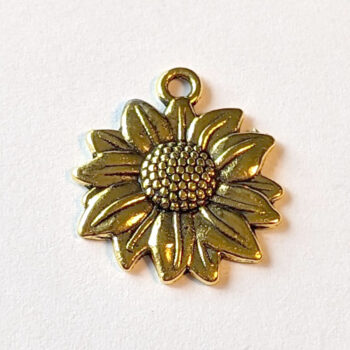 Sunflower Flower Charm Antique Gold - Image 4