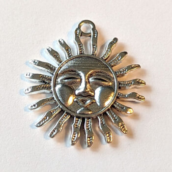 Large Sun With Face Pendant Antique Silver