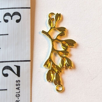 Curved Leaf Branch Pendant Connector Gold - Image 2