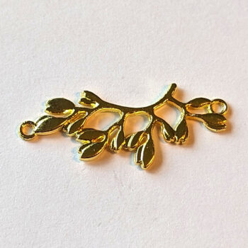 Curved Leaf Branch Pendant Connector Gold