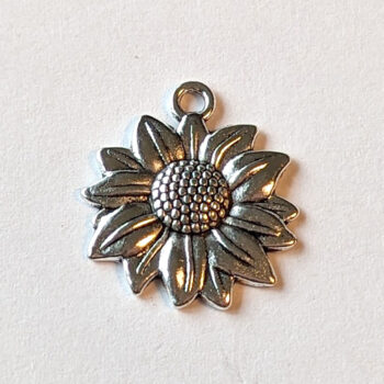 Sunflower Flower Charm Antique Silver - Image 4