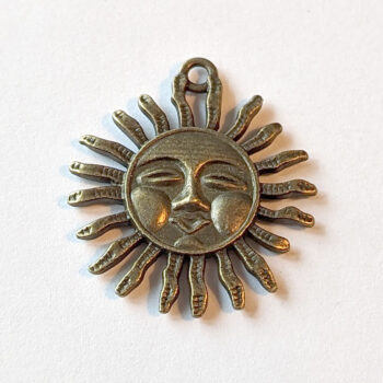 Large Sun With Face Pendant Antique Bronze