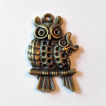 Owl Mom and Baby Pendant Antique Bronze - Image 2