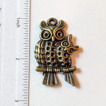 Owl Mom and Baby Pendant Antique Bronze