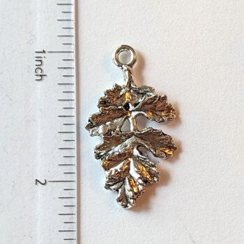 Detailed 3D Leaf Charm Antique Silver - Image 2