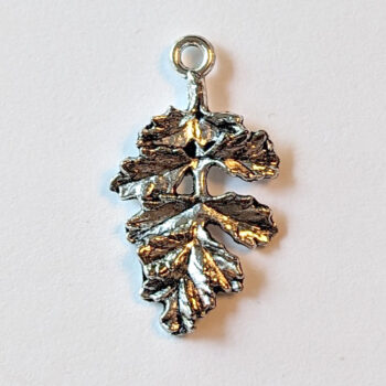 Detailed 3D Leaf Charm Antique Silver