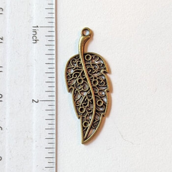 Curved Hollow Leaf Pendant Antique Bronze - Image 3