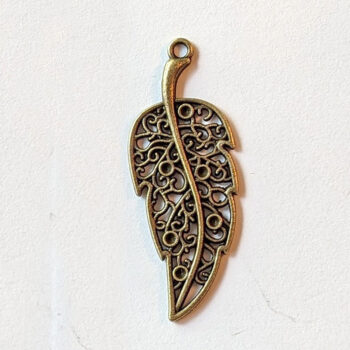 Curved Hollow Leaf Pendant Antique Bronze