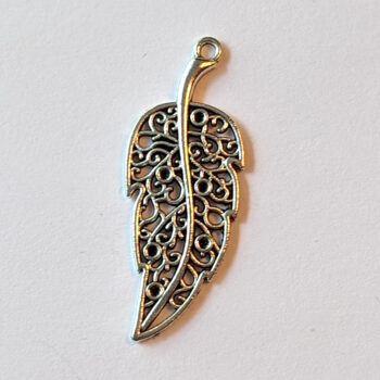 Curved Hollow Leaf Pendant Antique Silver