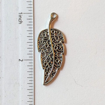 Curved Hollow Leaf Pendant Antique Silver - Image 2