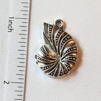 Hollow Nautilus Sea Shell Charm Antique Silver - Image 2