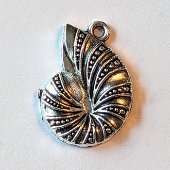 Hollow Nautilus Sea Shell Charm Antique Silver