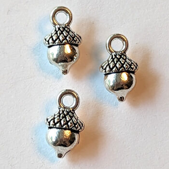 Small Acorn Charm Antique Silver