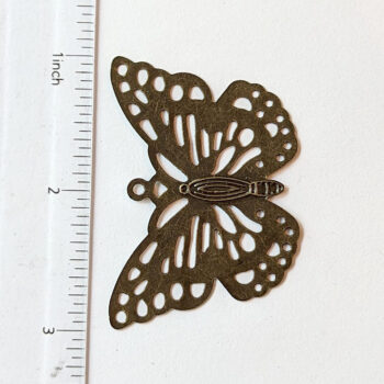 Large Lightweight Filigree Butterfly Pendant Antique Bronze - Image 2