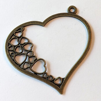 Large Hollow Heart Pendant Antique Bronze