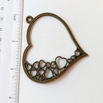 Large Hollow Heart Pendant Antique Bronze - Image 2