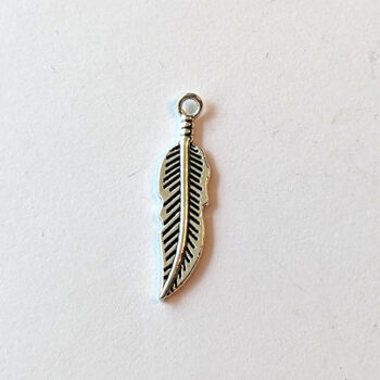 Small Feather Charm Antique Silver