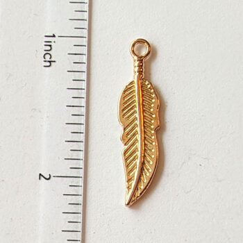 Small Feather Charm KC Gold - Image 2