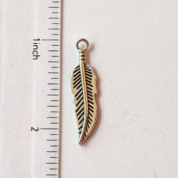 Small Feather Charm Antique Silver - Image 3