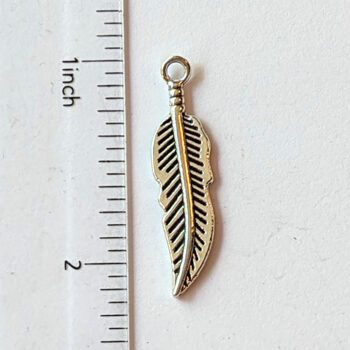 Small Feather Charm Antique Silver - Image 2