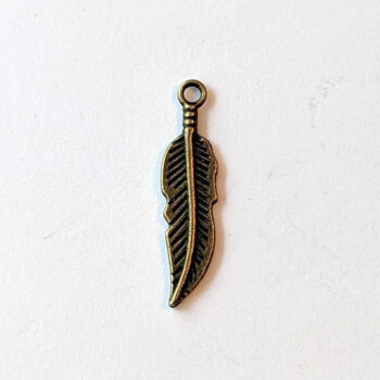 Small Feather Charm Antique Bronze