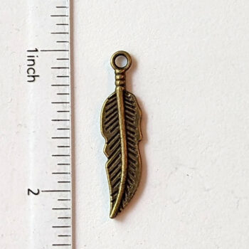 Small Feather Charm Antique Bronze - Image 2