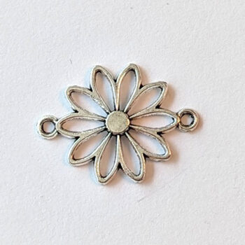 Hollow Daisy Flower Connector / Pendant Antique Silver