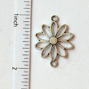 Hollow Daisy Flower Connector / Pendant Antique Silver - Image 2