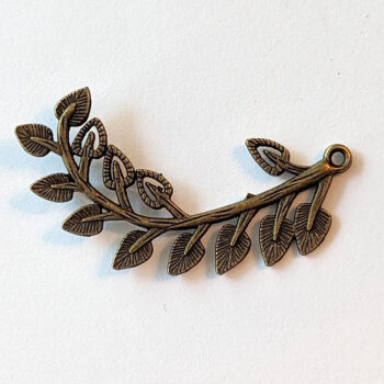 Curved Branch Hollow Leaf Pendant / Connector Antique Bronze