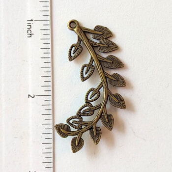 Curved Branch Hollow Leaf Pendant / Connector Antique Bronze - Image 2