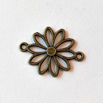 Hollow Daisy Flower Connector / Pendant Antique Bronze