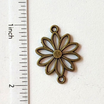 Hollow Daisy Flower Connector / Pendant Antique Bronze - Image 2