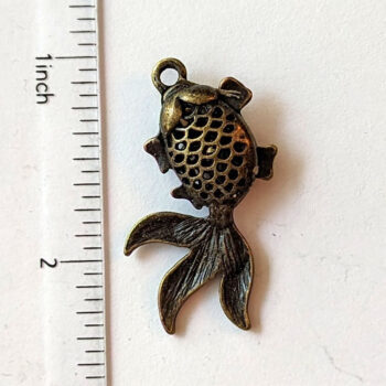 Goldfish Fish Charm Hollow Antique Bronze - Image 2