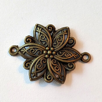 Flower Pendant / Connector Antique Bronze