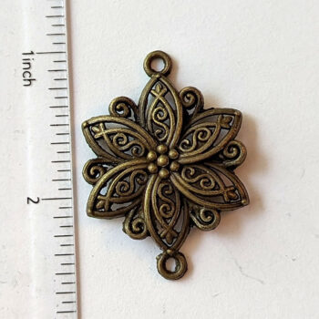 Flower Pendant / Connector Antique Bronze - Image 2