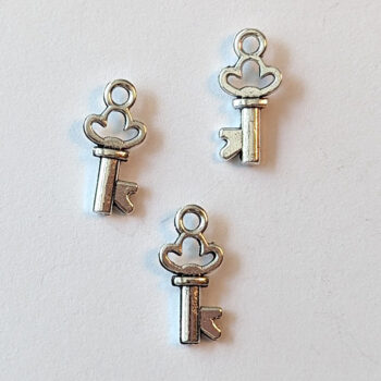 Small Key Charm Antique Silver