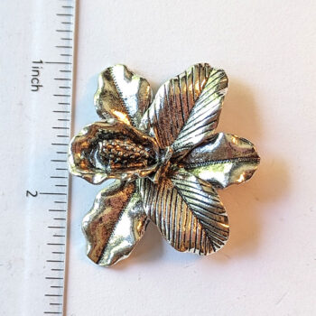 Large Orchid Flower Pendant Antique Silver - Image 2