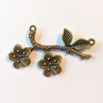 Large Branch Connector With Flowers Antique Bronze