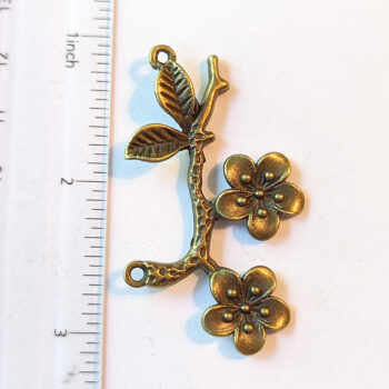 Large Branch Connector With Flowers Antique Bronze - Image 2