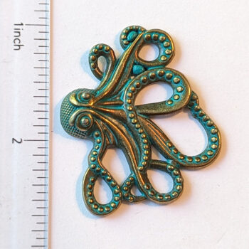 Medium Octopus Pendant / Connector Patina Antique Bronze - Image 2