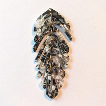 Large Black & White Multi Piece Leaf Pendant Gold