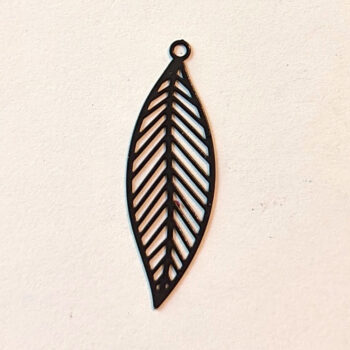 Black Lightweight Filigree Veined Leaf Charm