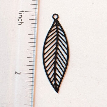 Black Lightweight Filigree Veined Leaf Charm - Image 2